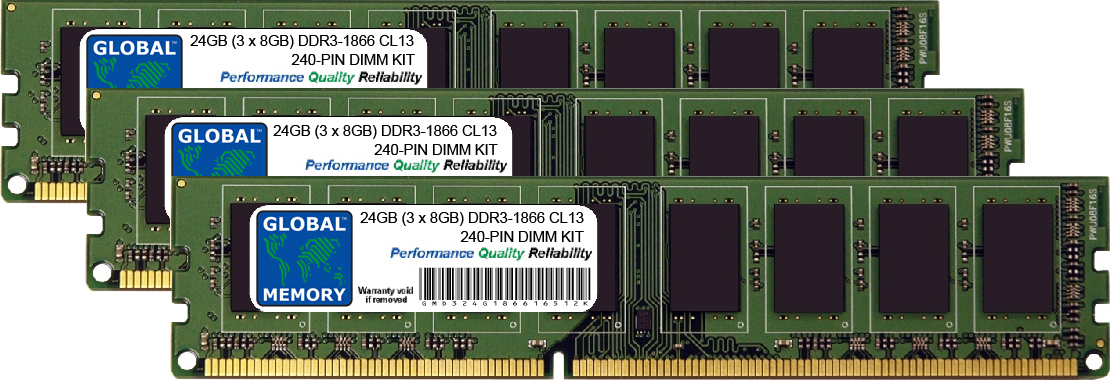 24GB (3 x 8GB) DDR3 1866MHz PC3-14900 240-PIN DIMM MEMORY RAM KIT FOR PC DESKTOPS/MOTHERBOARDS